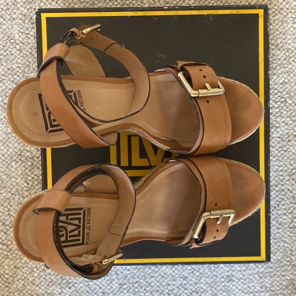 Pour La Victoire Jacqueline luggage nude platform sandals with ankle strap 9M - Picture 3 of 13